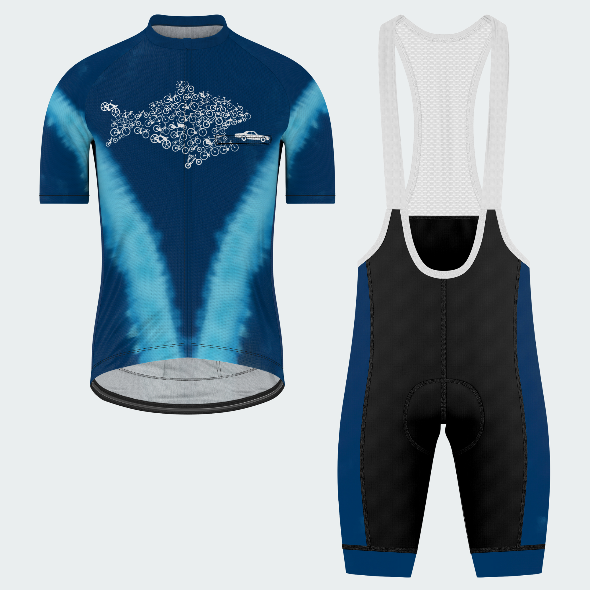 Men's Tie Dye Bicycle Fish Eats The Car Regular Fit Cycling Kit
