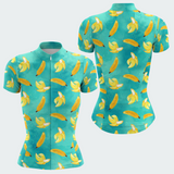 Women's Watercolor Bananas Regular Fit Cycling Jersey