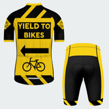 Men's Yield To Bikes Traffic Sign Regular Fit Cycling Kit