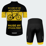 Men's Pause My Strava Funny Traffic Sign Regular Fit Cycling Kit