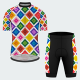 Men's Pixel Art Patchwork Regular Fit Cycling Kit