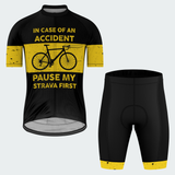 Men's Pause My Strava Funny Traffic Sign Regular Fit Cycling Kit