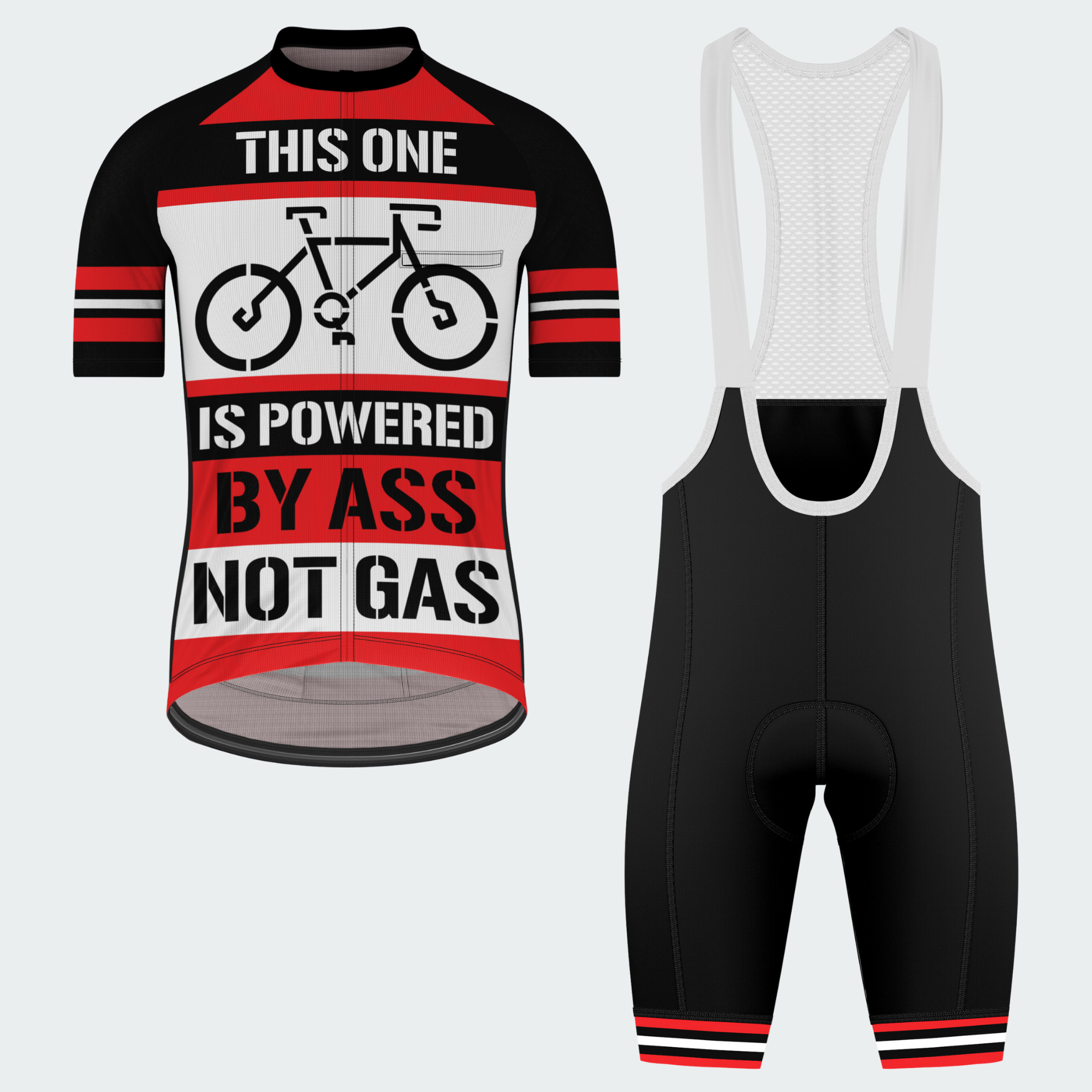 Men's Powered By Ass Not Gas Regular Fit Cycling Kit