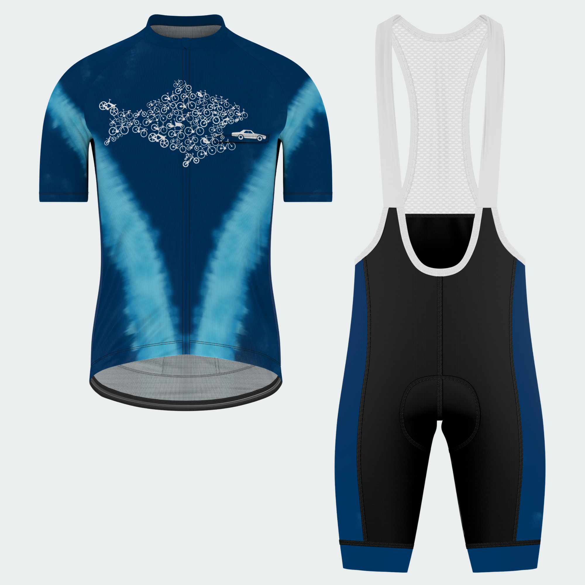 Men's Tie Dye Bicycle Fish Eats The Car Regular Fit Cycling Kit