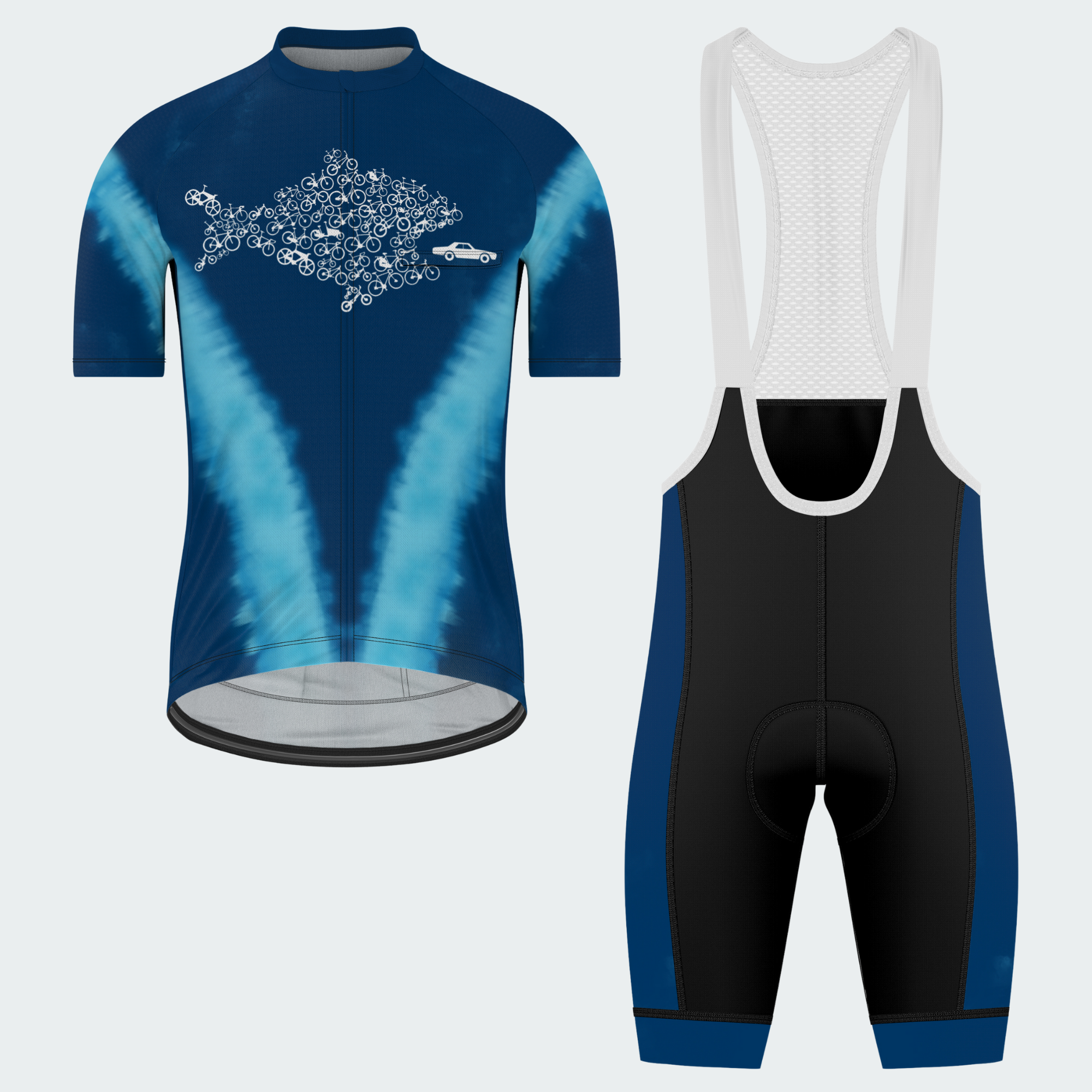 Men's Tie Dye Bicycle Fish Eats The Car Regular Fit Cycling Kit