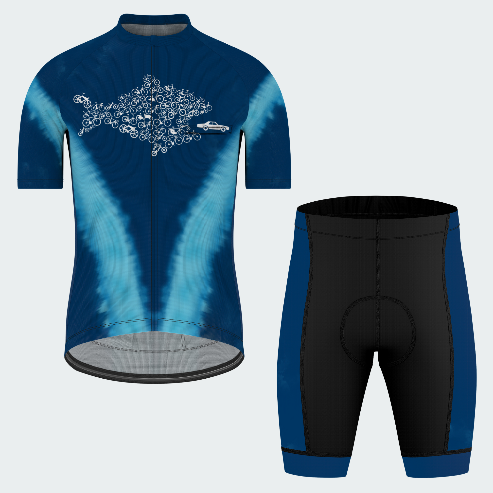 Men's Tie Dye Bicycle Fish Eats The Car Regular Fit Cycling Kit
