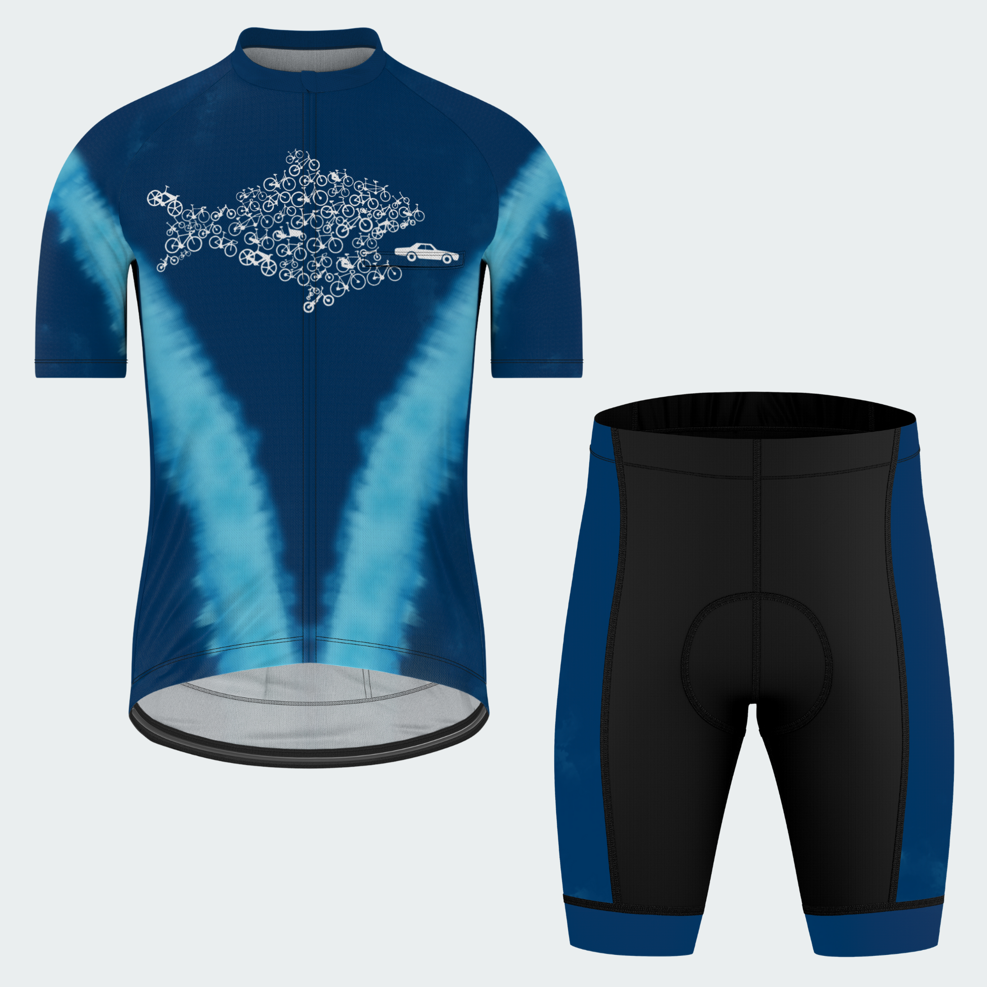 Men's Tie Dye Bicycle Fish Eats The Car Regular Fit Cycling Kit