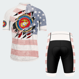 Men’s Personalized U.S. Marine Corps American Flag Recumbent Trike Cycling Jersey & Kit