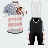 Men’s Personalized U.S. Marine Corps American Flag Recumbent Trike Cycling Jersey & Kit