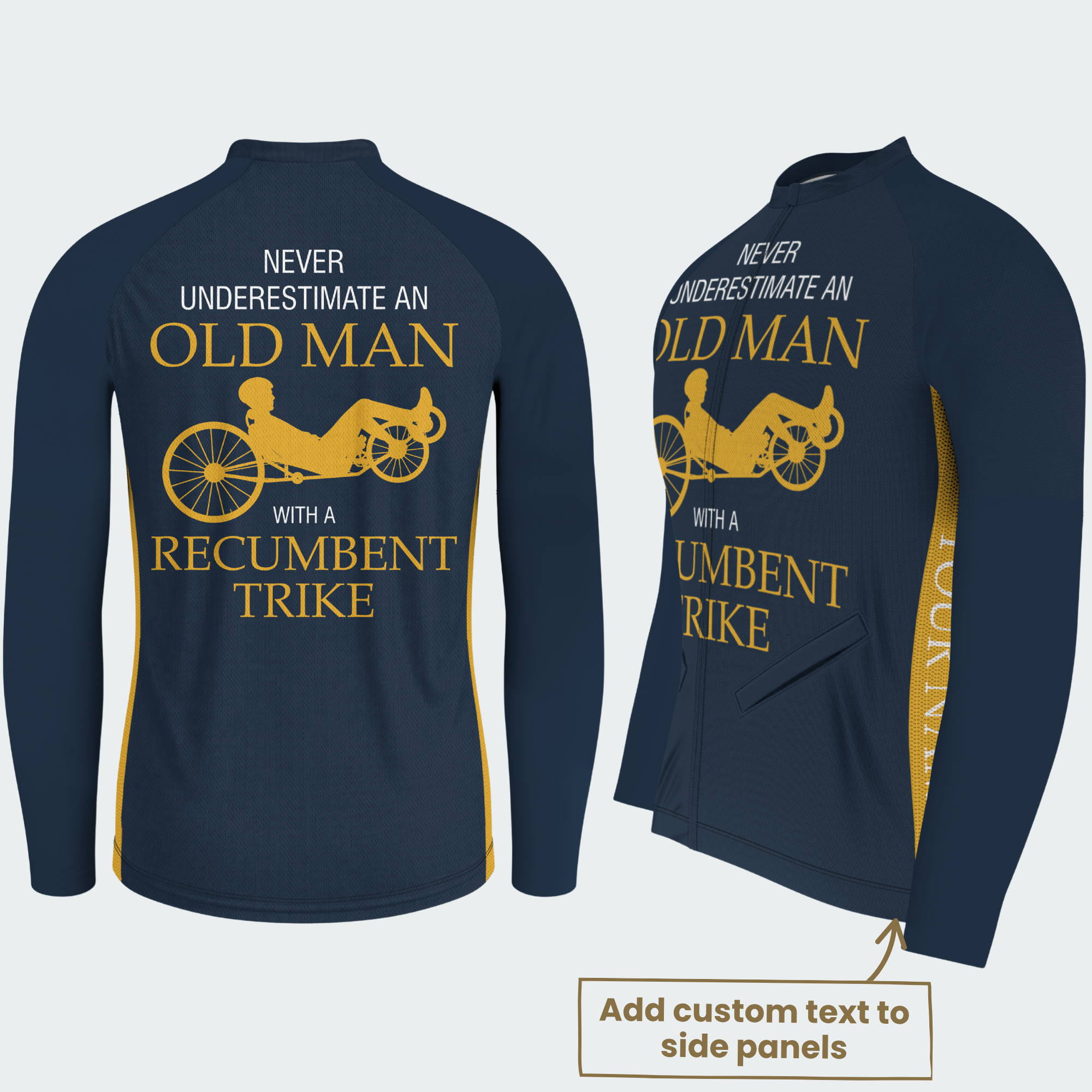 Men’s Personalized Never Underestimate an Old Man Recumbent Trike Cycling Jersey & Kit