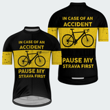 Men's Pause My Strava Funny Traffic Sign Regular Fit Cycling Kit