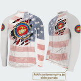 Men’s Personalized U.S. Marine Corps American Flag Recumbent Trike Cycling Jersey & Kit