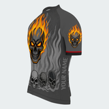 Men’s Flaming Skull Regular Fit Cycling Jersey