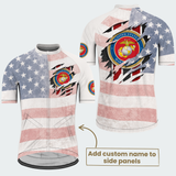 Men’s Personalized U.S. Marine Corps American Flag Recumbent Trike Cycling Jersey & Kit