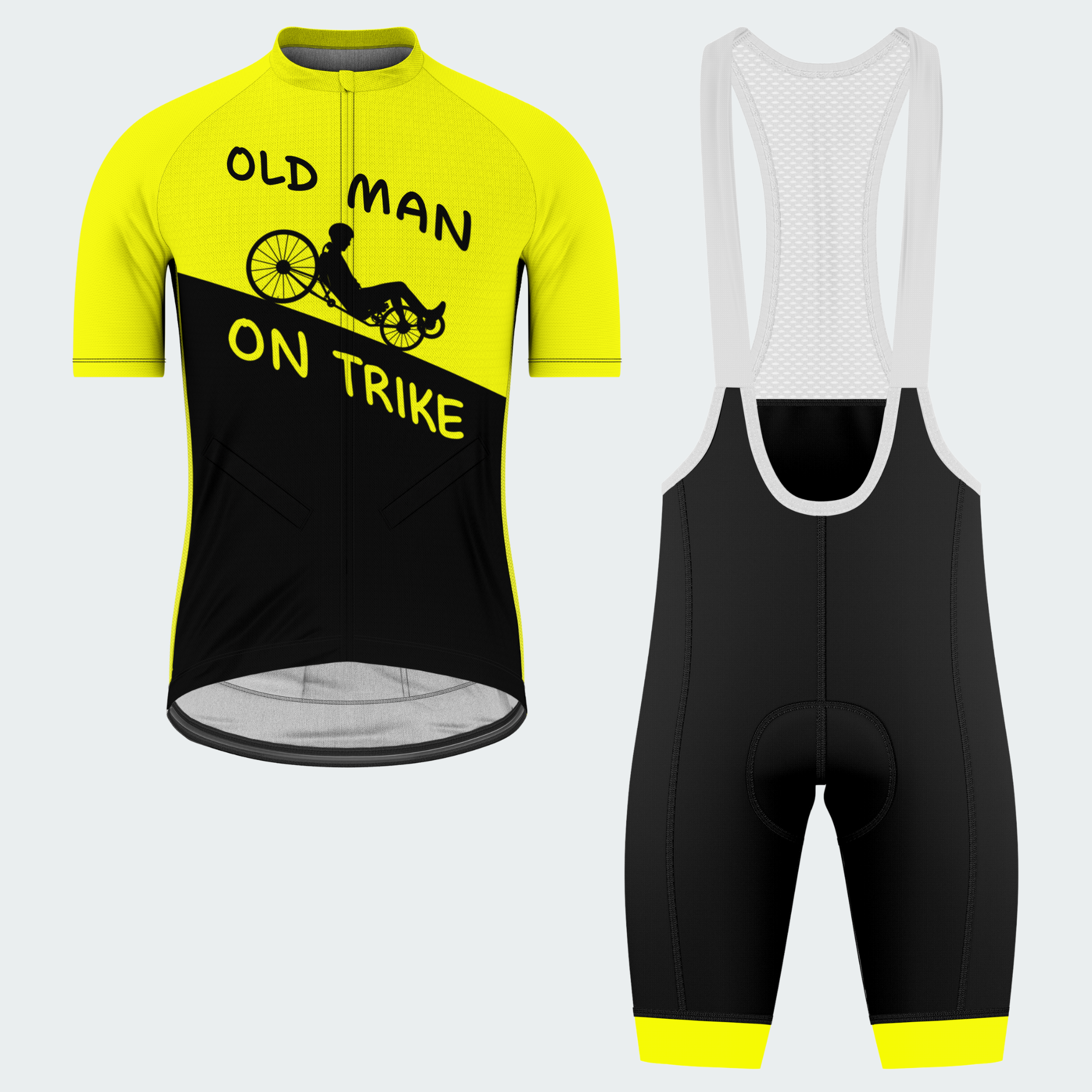 Men’s Personalized Old Man On Trike Recumbent Cycling Jersey & Kit
