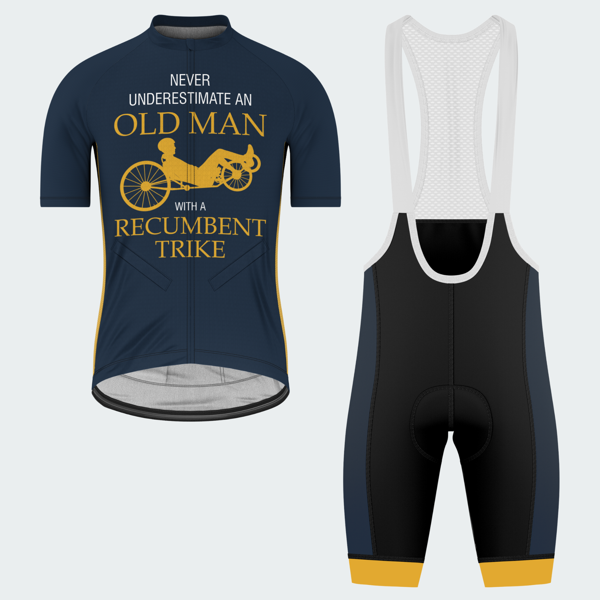 Men’s Personalized Never Underestimate an Old Man Recumbent Trike Cycling Jersey & Kit