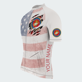 Men’s Personalized U.S. Marine Corps American Flag Recumbent Trike Cycling Jersey & Kit