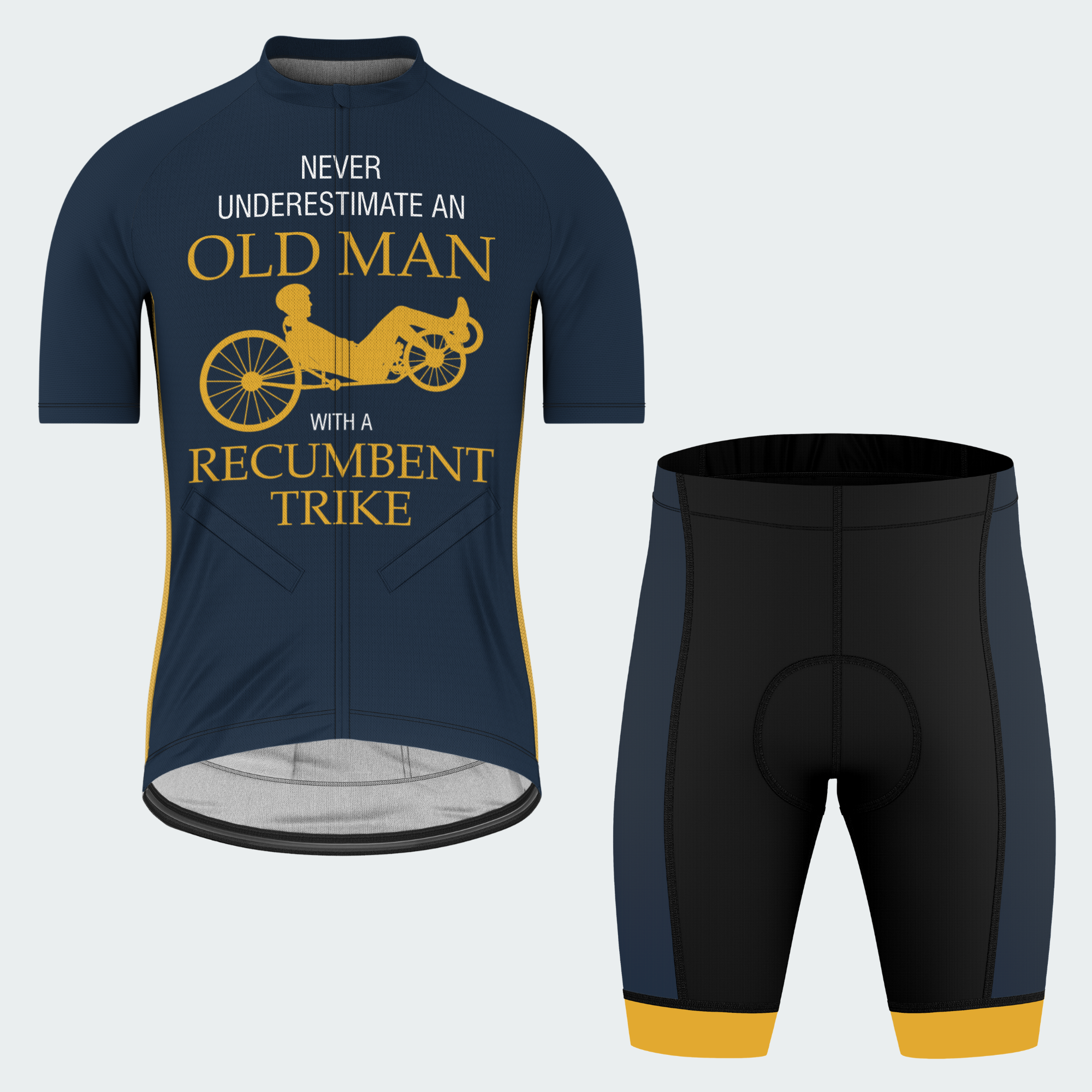 Men’s Personalized Never Underestimate an Old Man Recumbent Trike Cycling Jersey & Kit