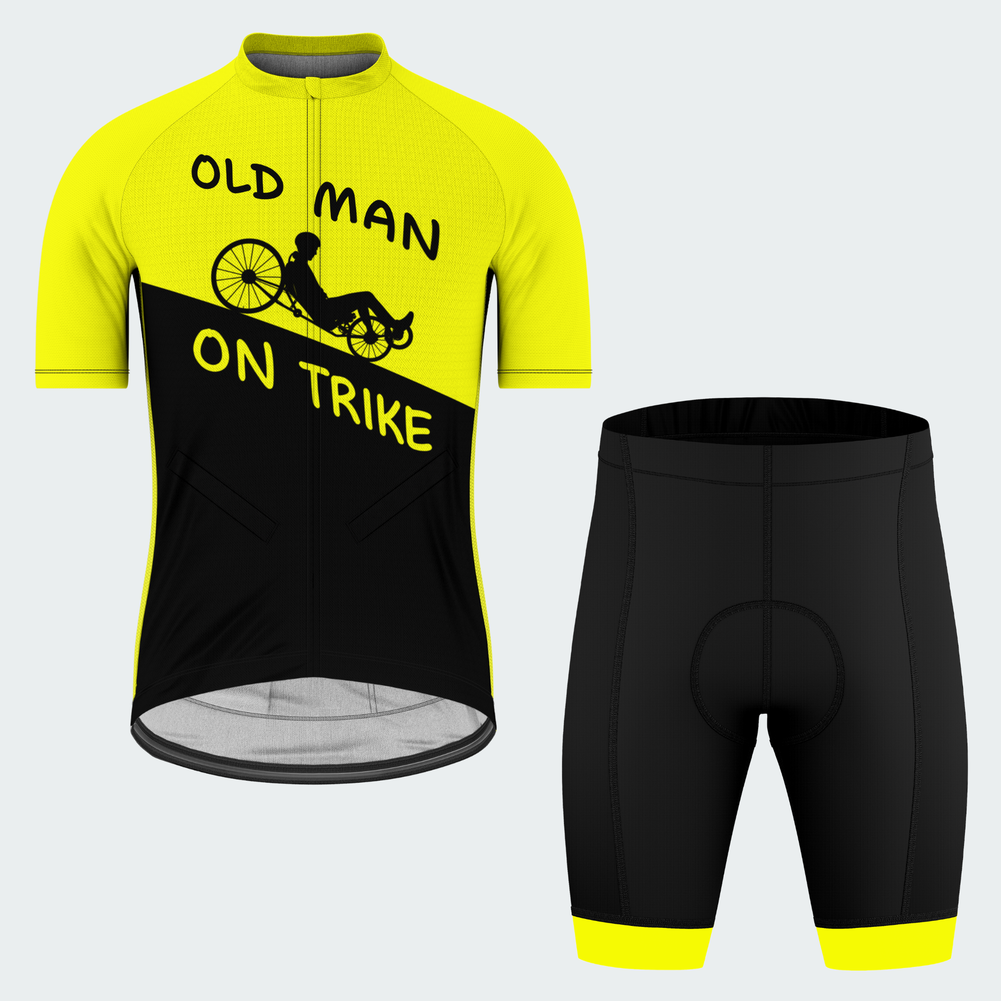 Men’s Personalized Old Man On Trike Recumbent Cycling Jersey & Kit