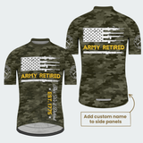 Men’s Personalized U.S. Army Retired Rifle Flag Camo Cycling Jersey & Kit