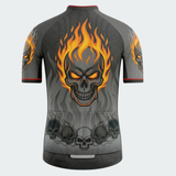 Men’s Flaming Skull Regular Fit Cycling Jersey