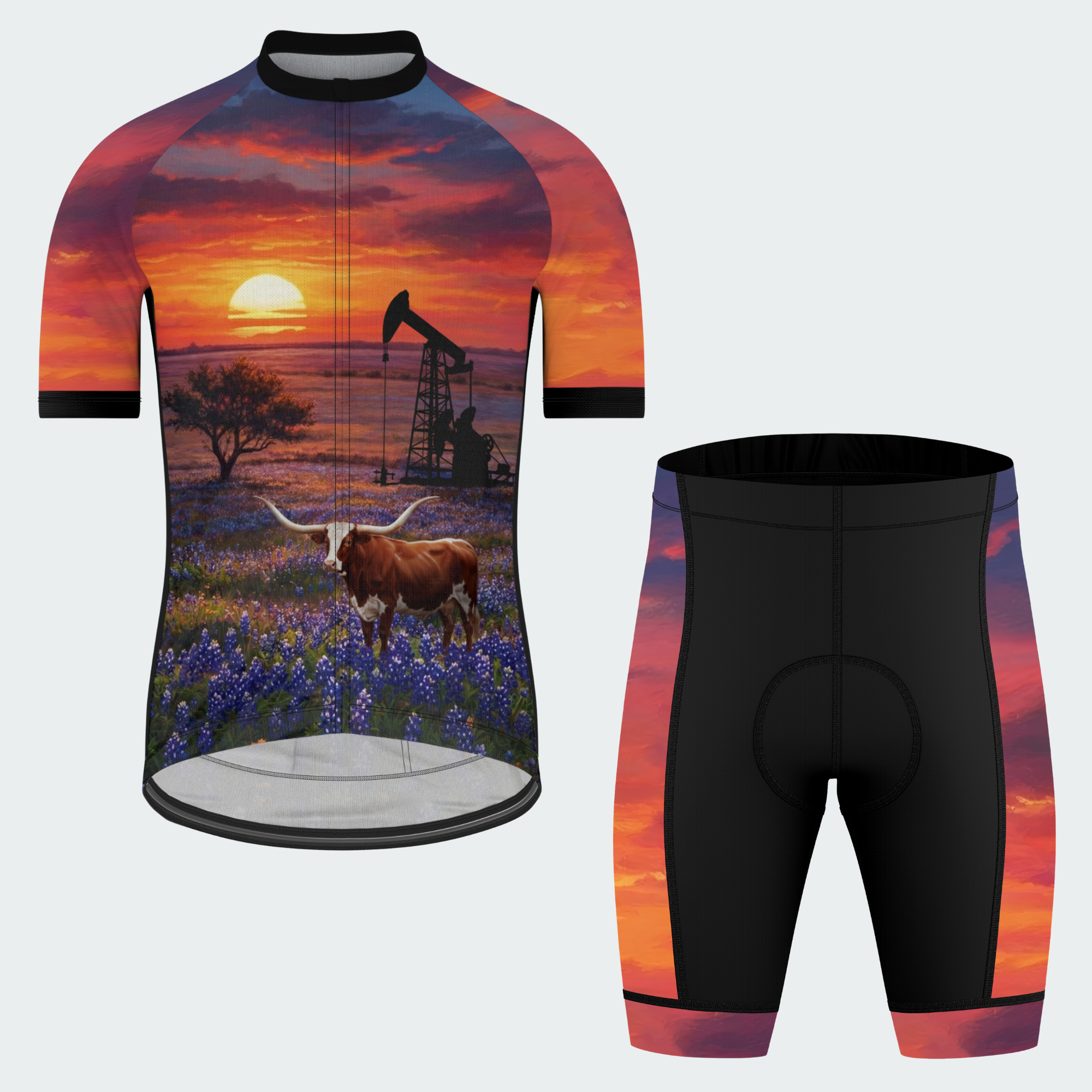Men's Sunset Texas State Regular Fit Cycling Kit