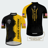 Men’s Personalized U.S. Veteran Proudly Served Gun Skull Cycling Jersey & Kit