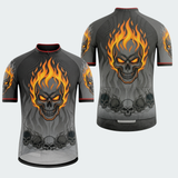 Men’s Flaming Skull Regular Fit Cycling Jersey