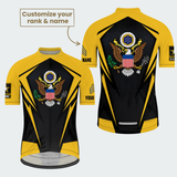 Men’s Personalized U.S. Army Veteran Eagle Seal Black & Gold Cycling Jersey & Kit