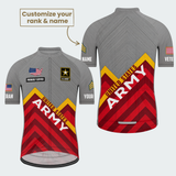 Men’s Personalized U.S. Army Veteran Rank & Name Red Chevron Cycling Jersey & Kit