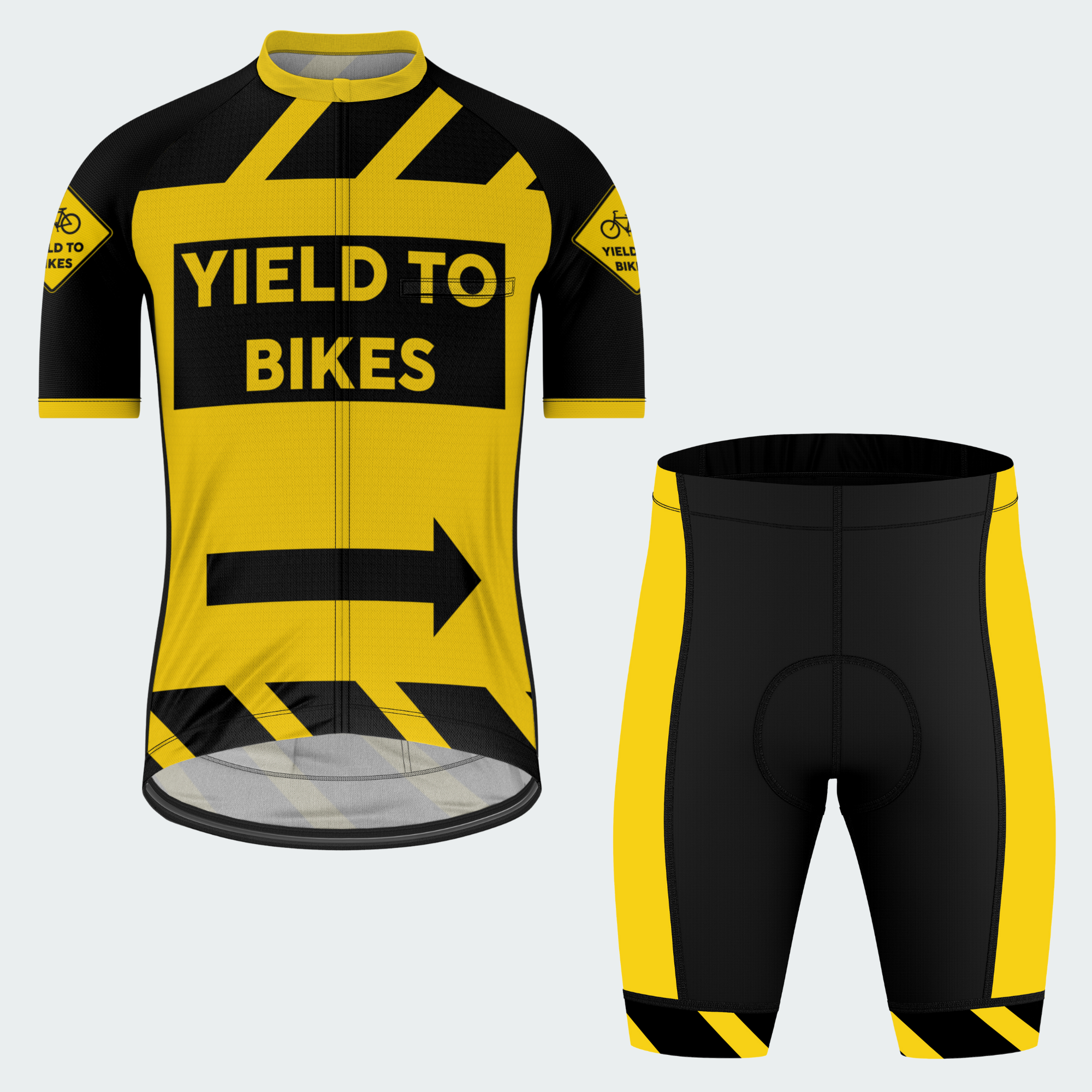 Men's Yield To Bikes Traffic Sign Regular Fit Cycling Kit