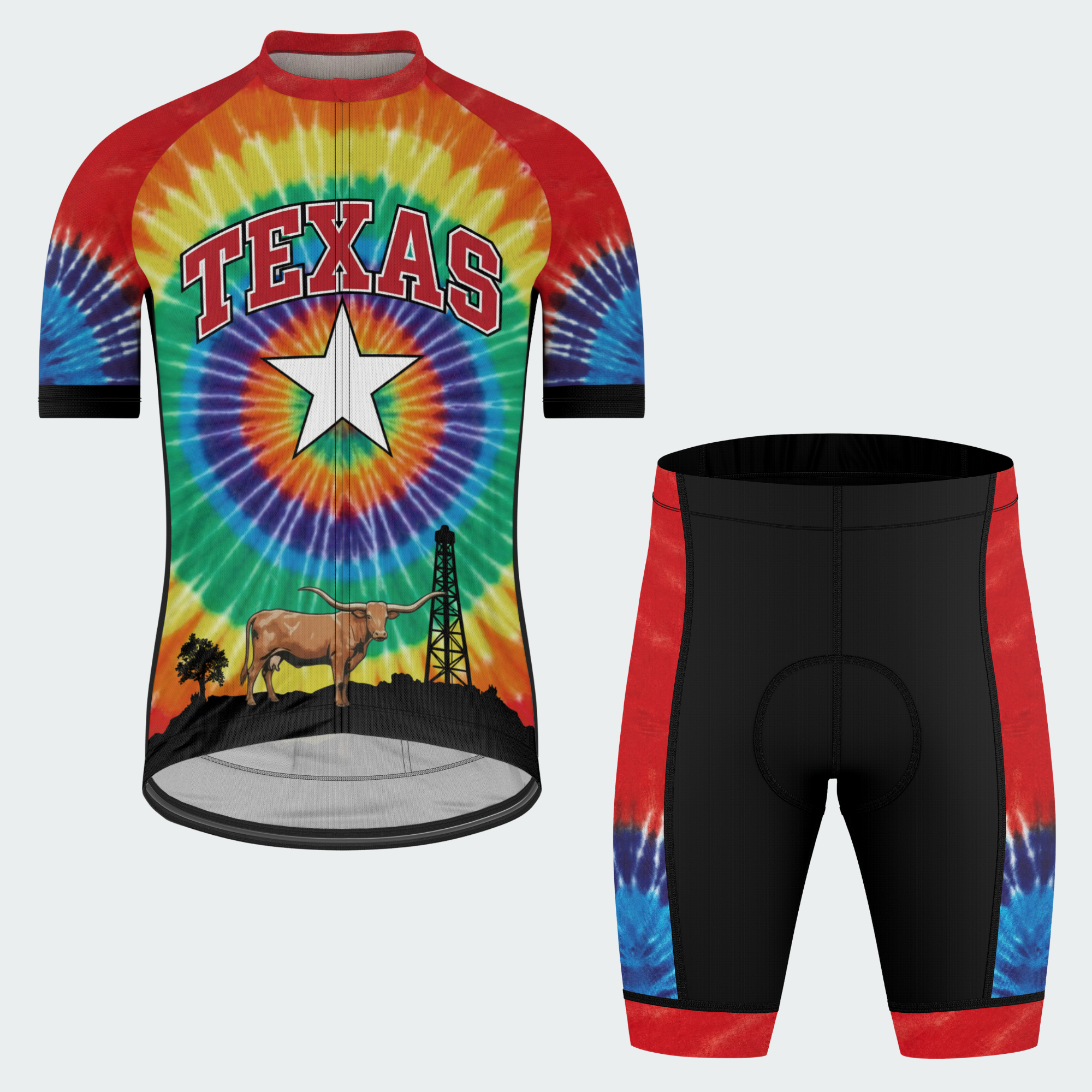 Men's Tie Dye Texas State Regular Fit Cycling Kit