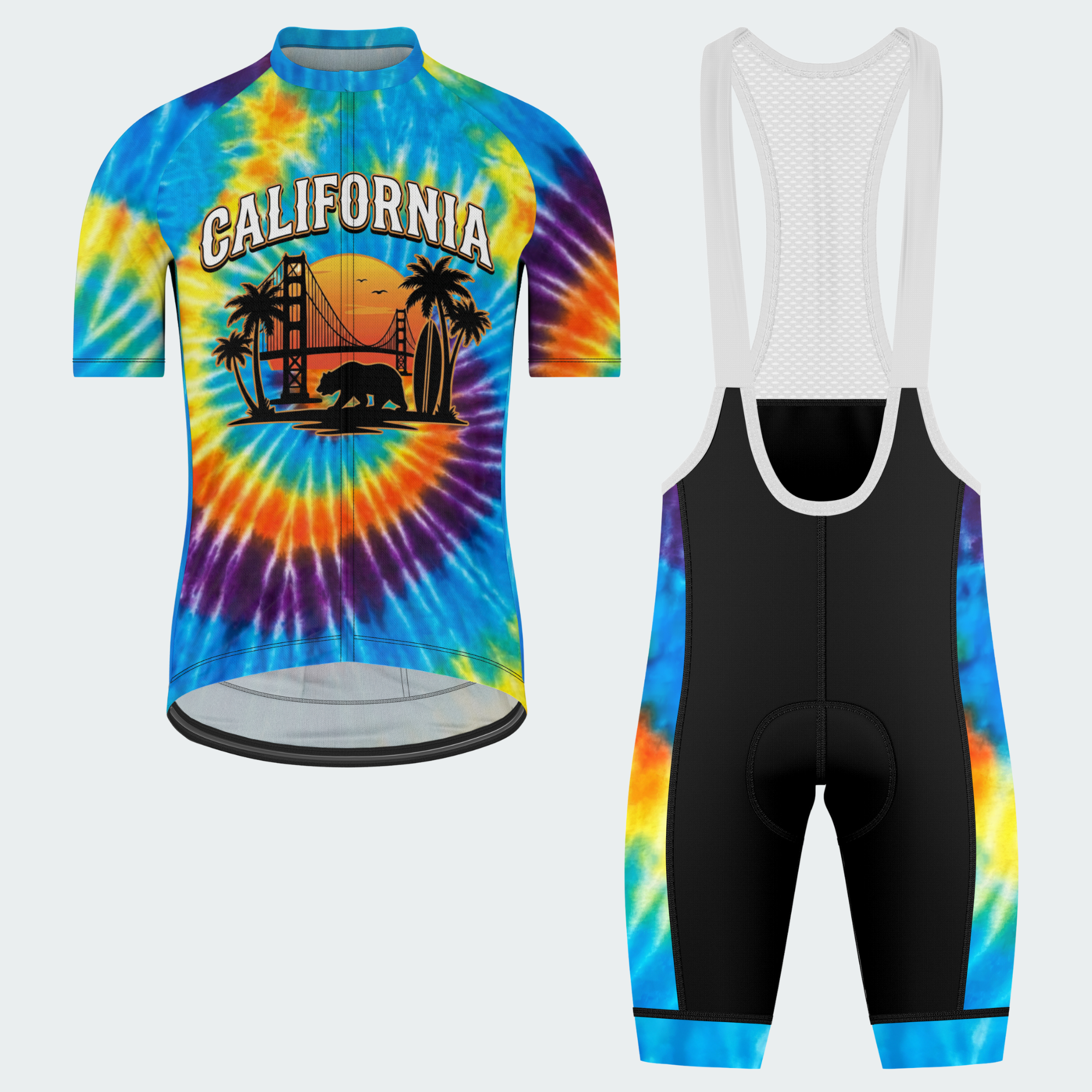 Men's Tie Dye California State Regular Fit Cycling Kit