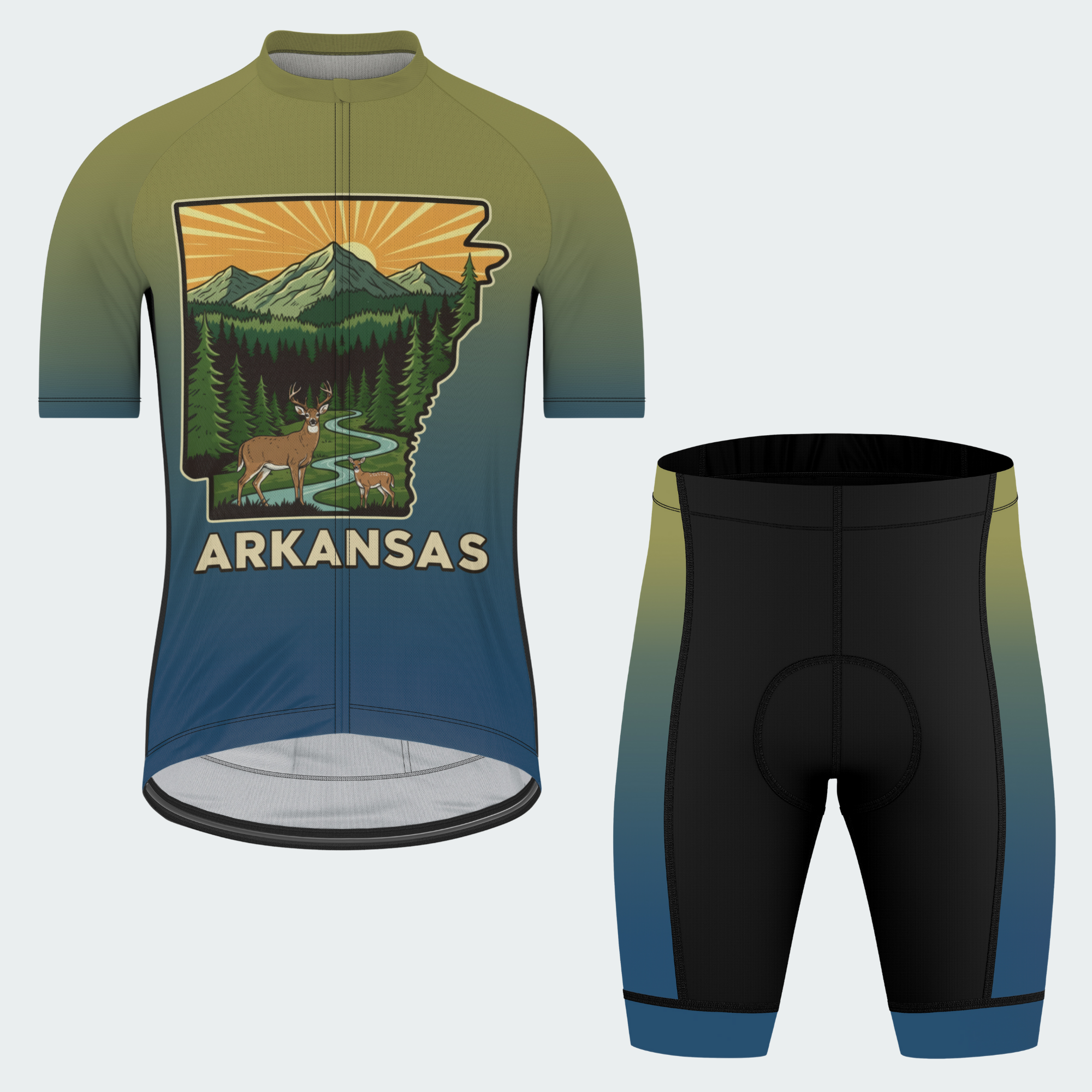 Men's Arkansas State Outline Regular Fit Cycling Kit