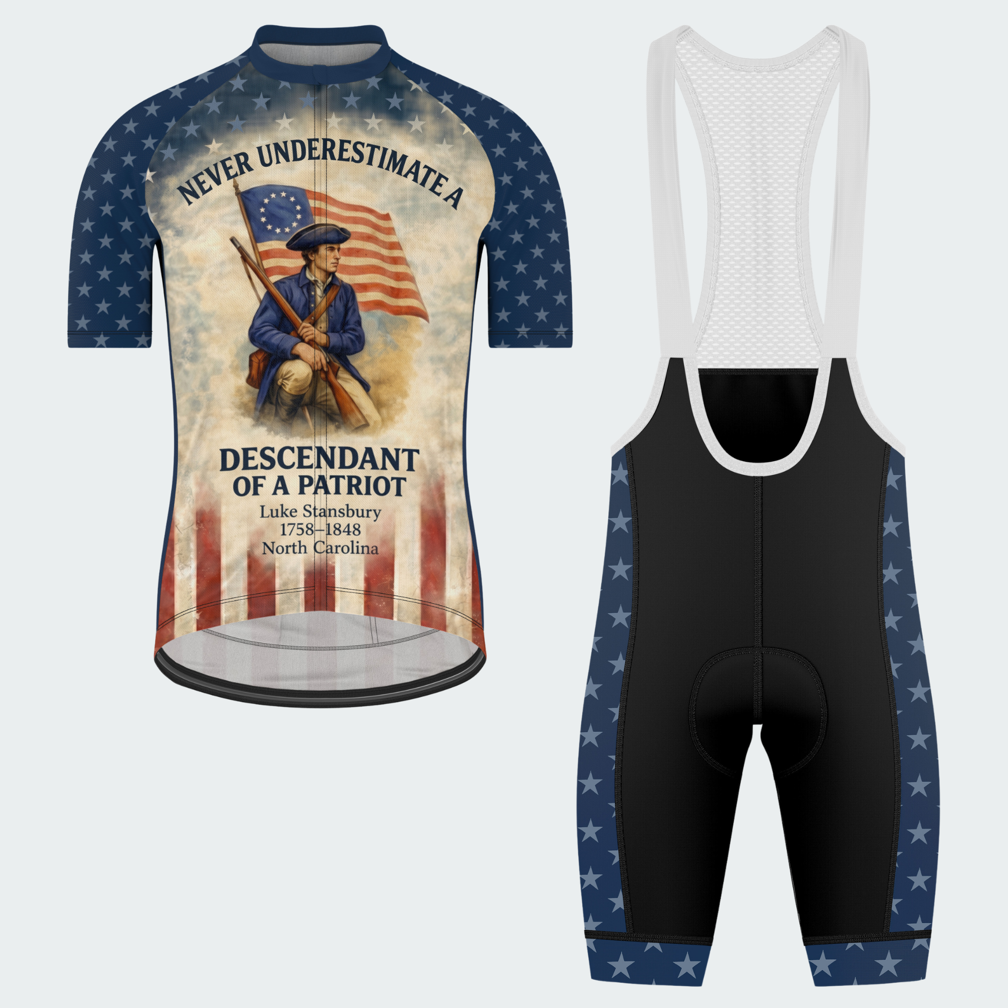 Men’s Descendant of a Patriot Heritage Regular Fit Cycling Jersey & Kit