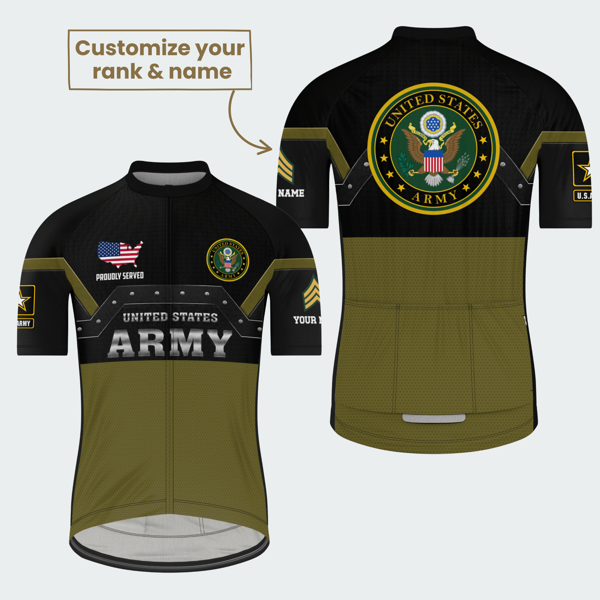 Men’s Personalized U.S. Army Proudly Served Heritage Cycling Jersey & Kit