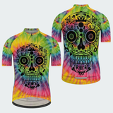 Men’s Tie Dye Psychedelic Skull Regular Fit Cycling Jersey