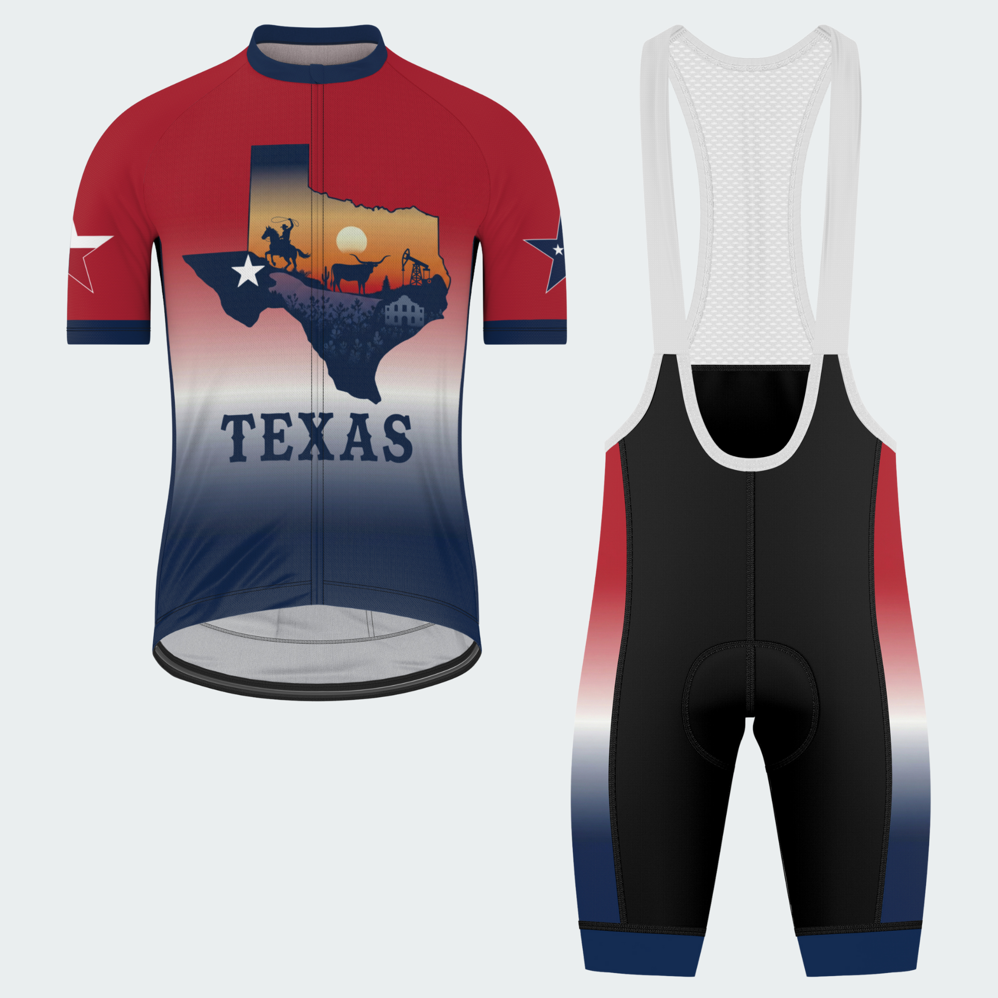 Men's Texas State Outline Regular Fit Cycling Kit