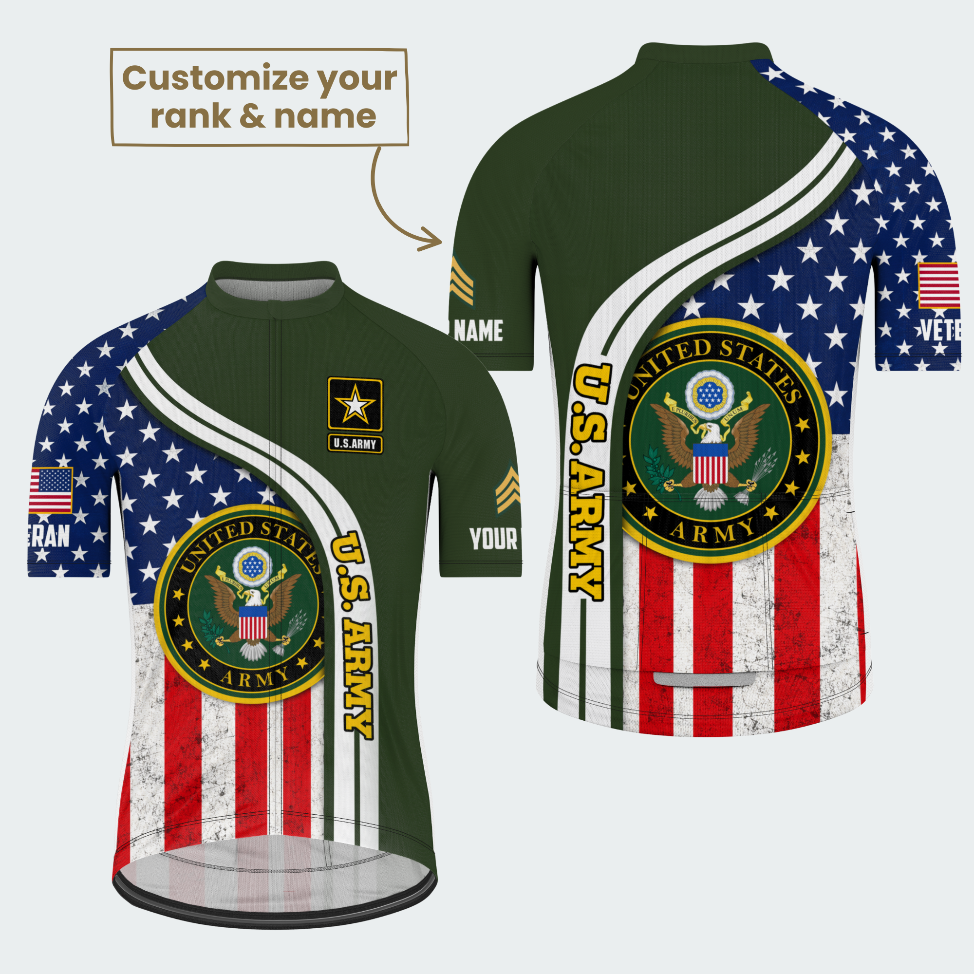 Men Personalized U.S. Army Stars & Seal Cycling Jersey & Kit — image 2
