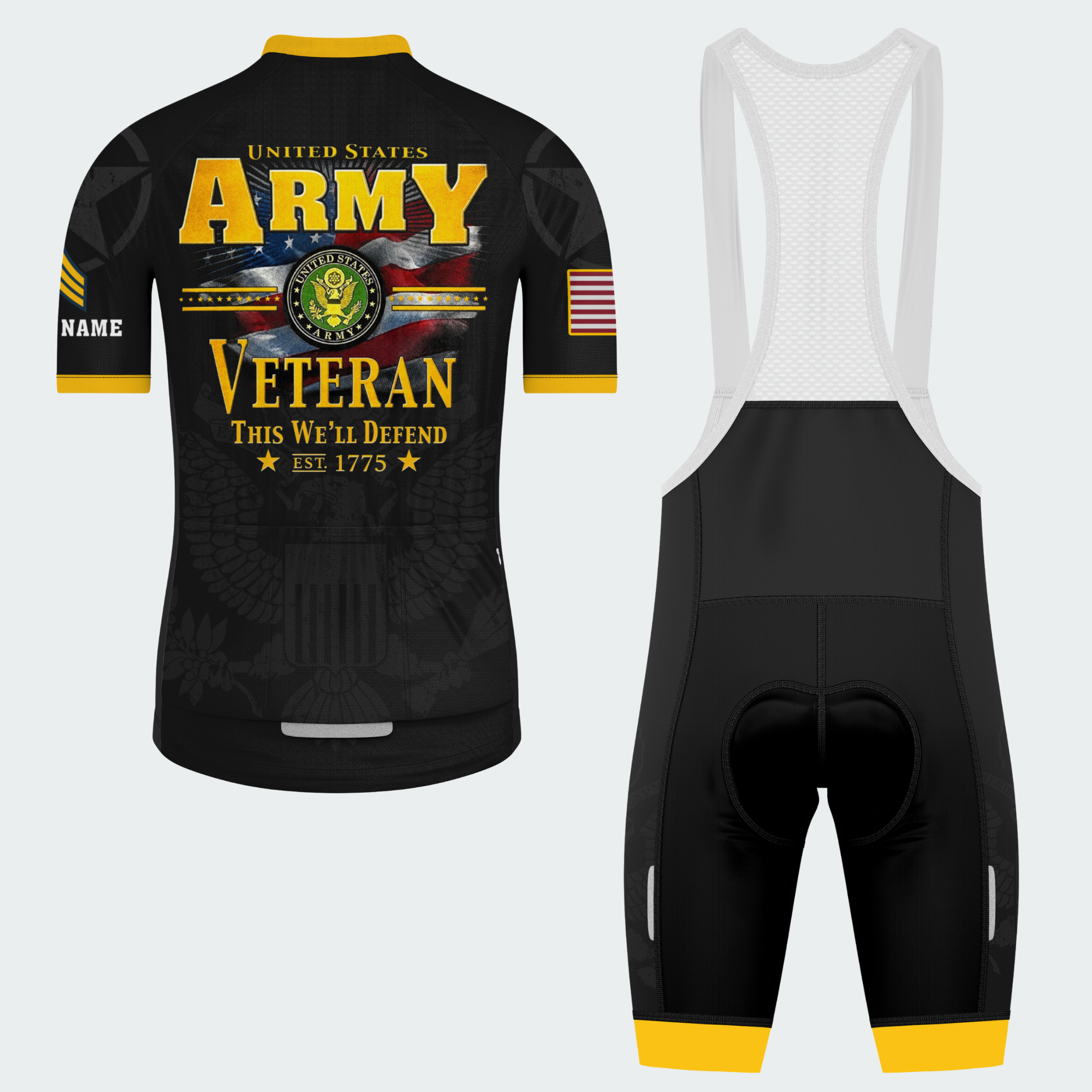 Men Personalized Army Veteran Tribute Cycling Jersey & Kit — image 1