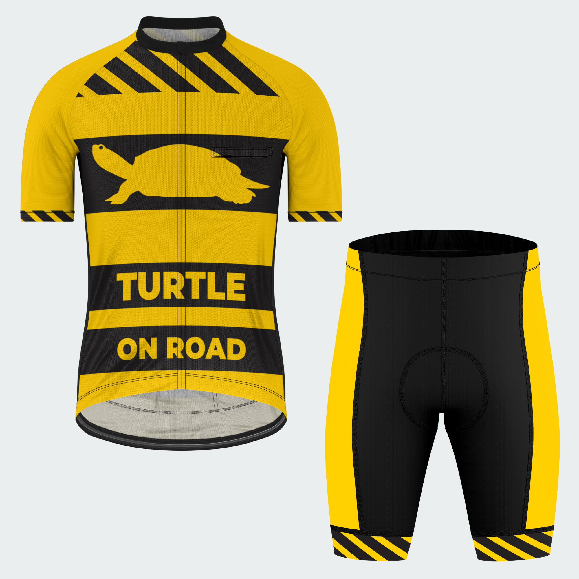 Men's Turtle On Road Funny Traffic Sign Regular Fit Cycling Kit