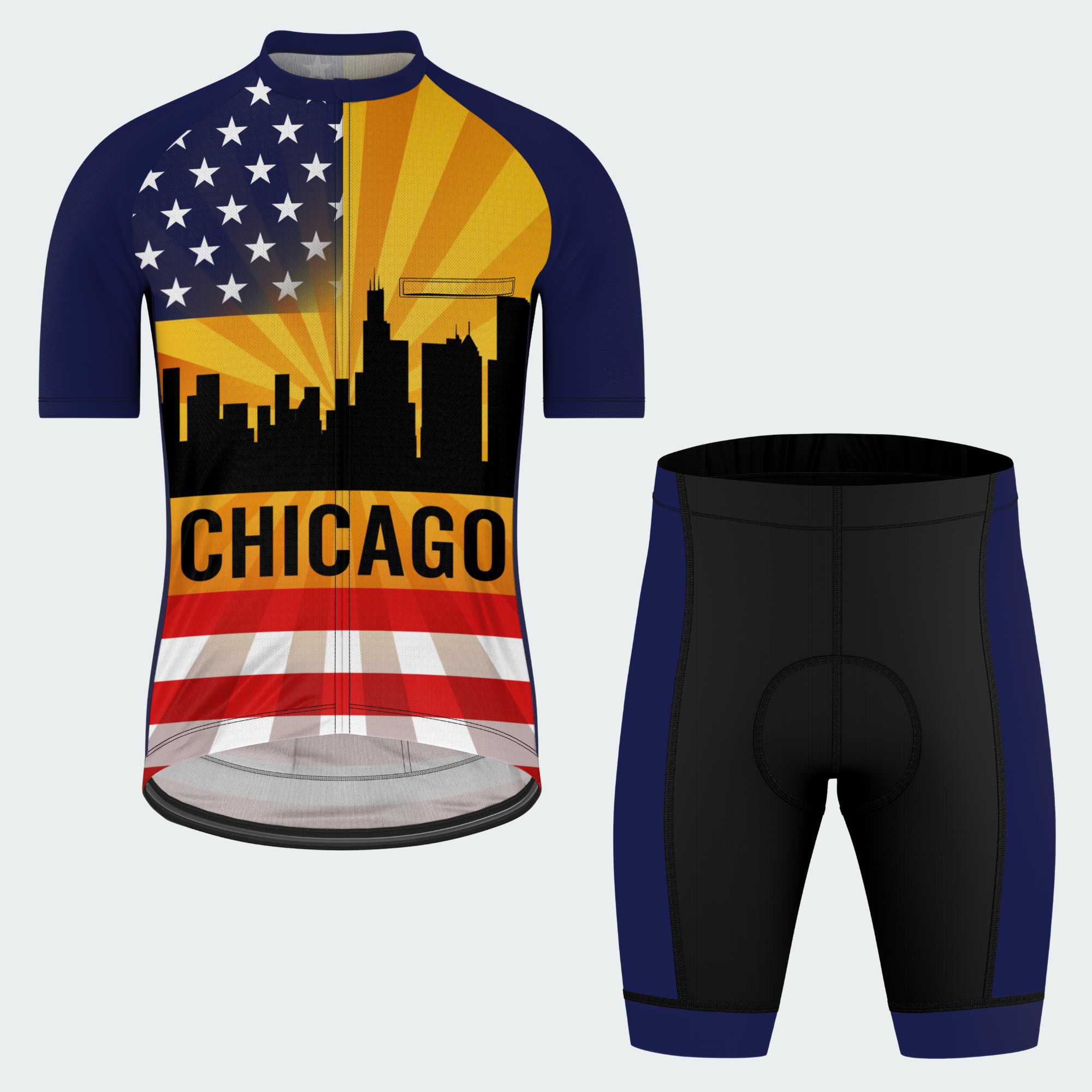 Men's Chicago Skyline Crepuscular Rays Regular Fit Cycling Kit