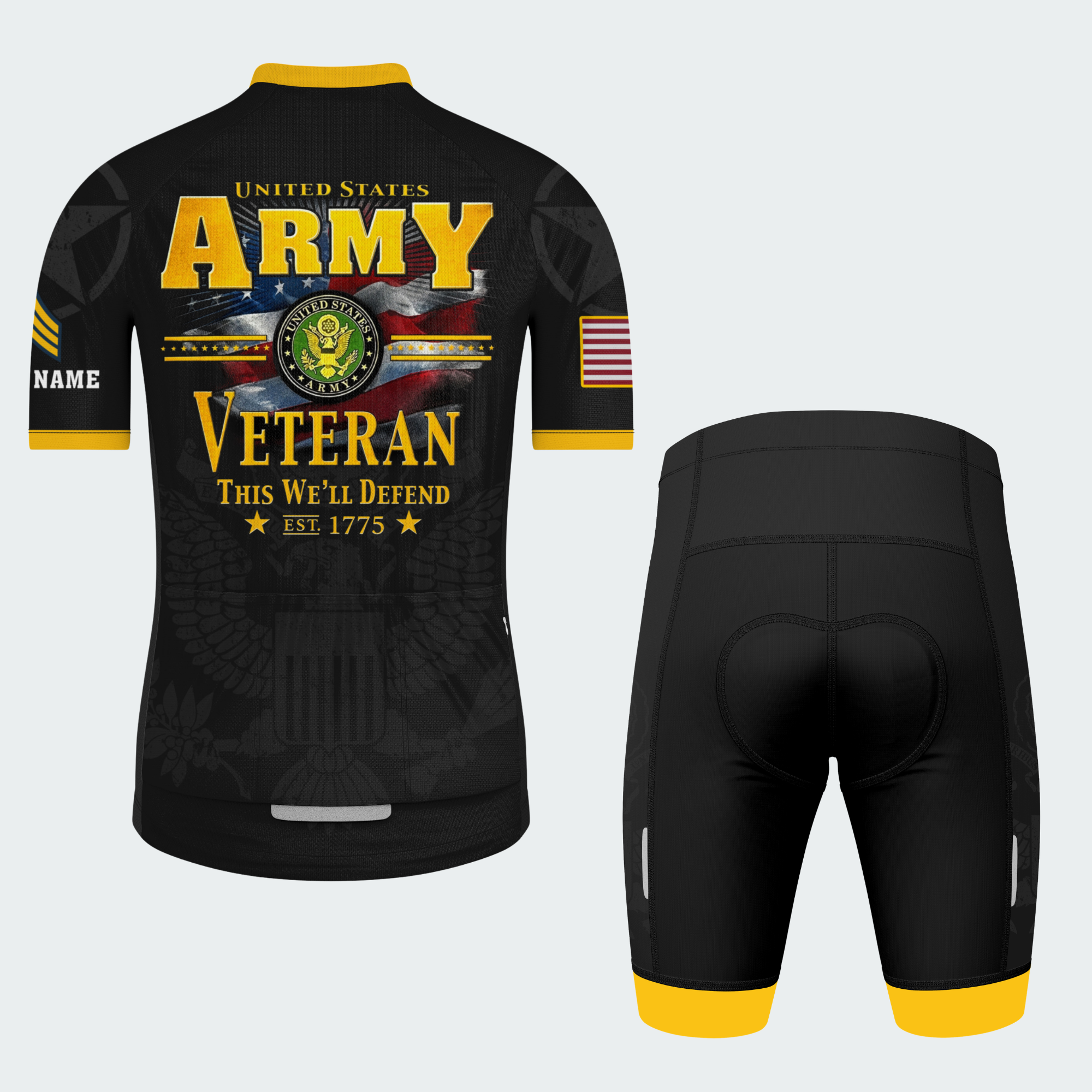 Men Personalized Army Veteran Tribute Cycling Jersey & Kit — image 12
