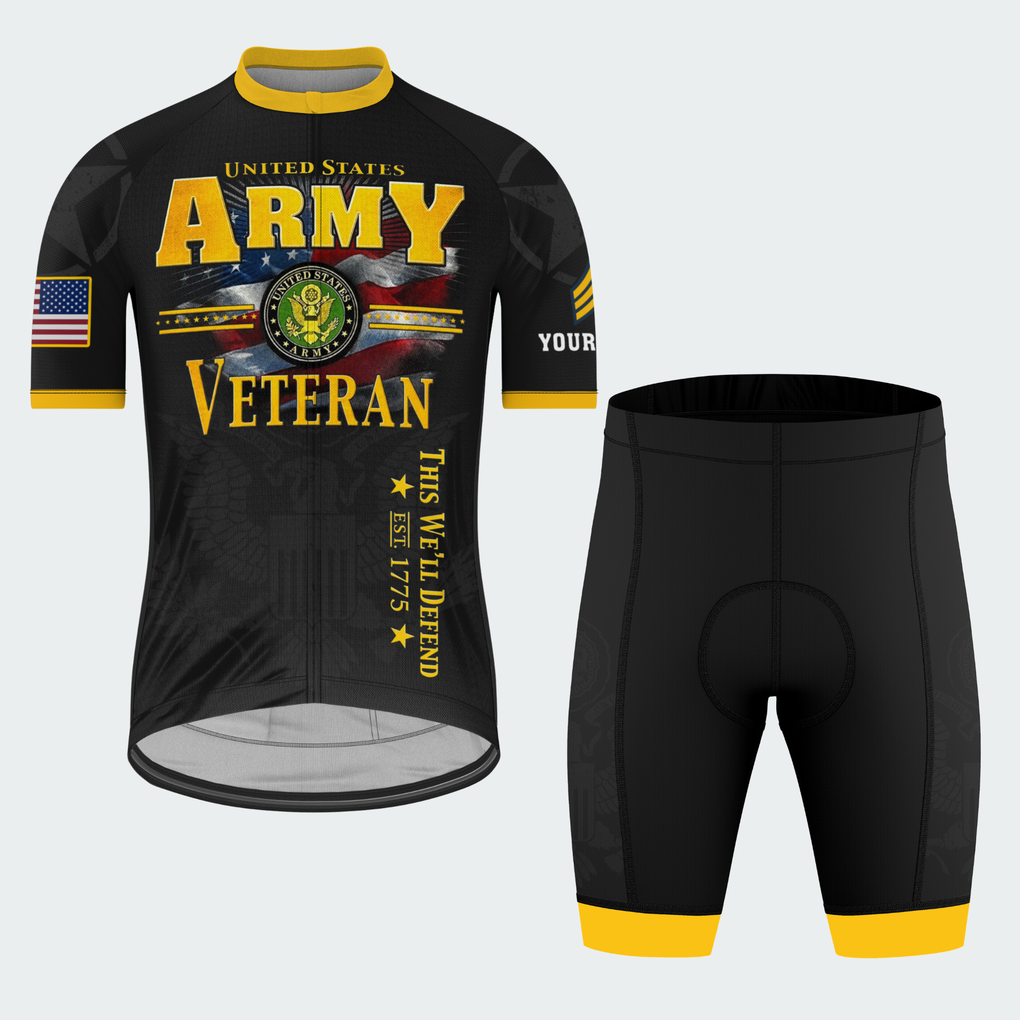 Men Personalized Army Veteran Tribute Cycling Jersey & Kit — image 4
