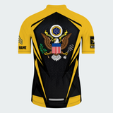 Men’s Personalized U.S. Army Veteran Eagle Seal Black & Gold Cycling Jersey & Kit