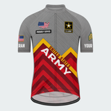 Men’s Personalized U.S. Army Veteran Rank & Name Red Chevron Cycling Jersey & Kit