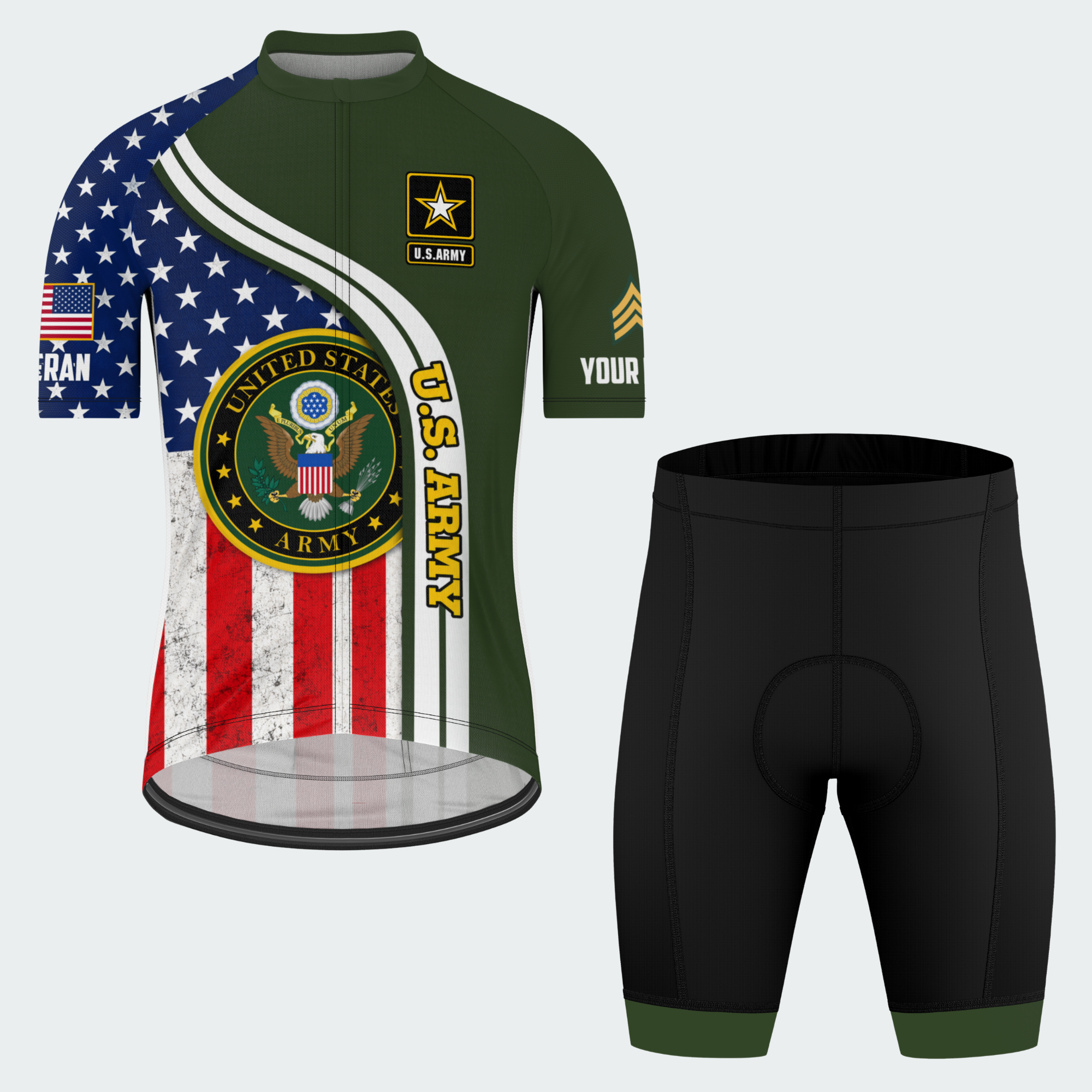 Men Personalized U.S. Army Stars & Seal Cycling Jersey & Kit — image 10