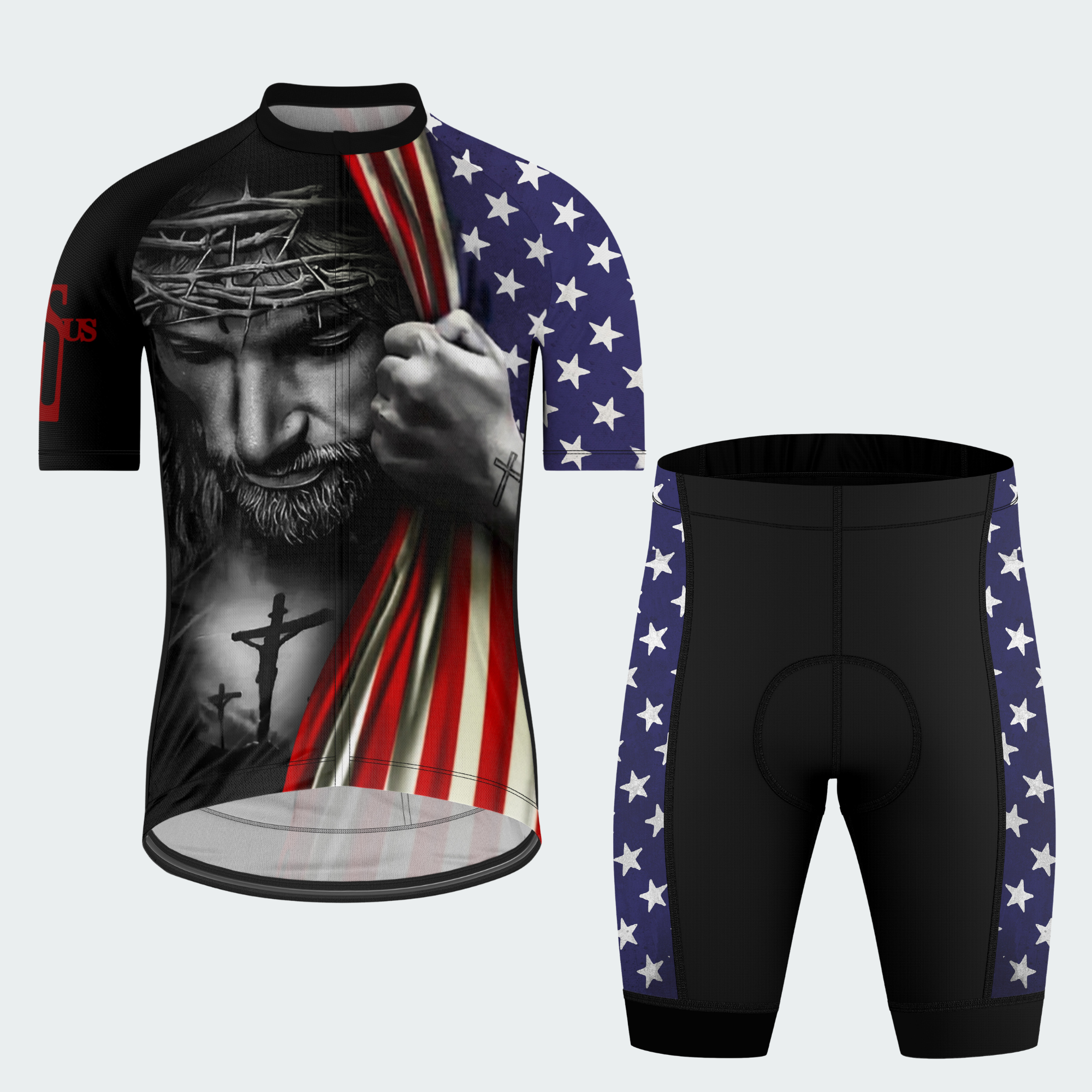 Men’s Faith and Freedom Christian Patriotic Regular Fit Cycling Kit