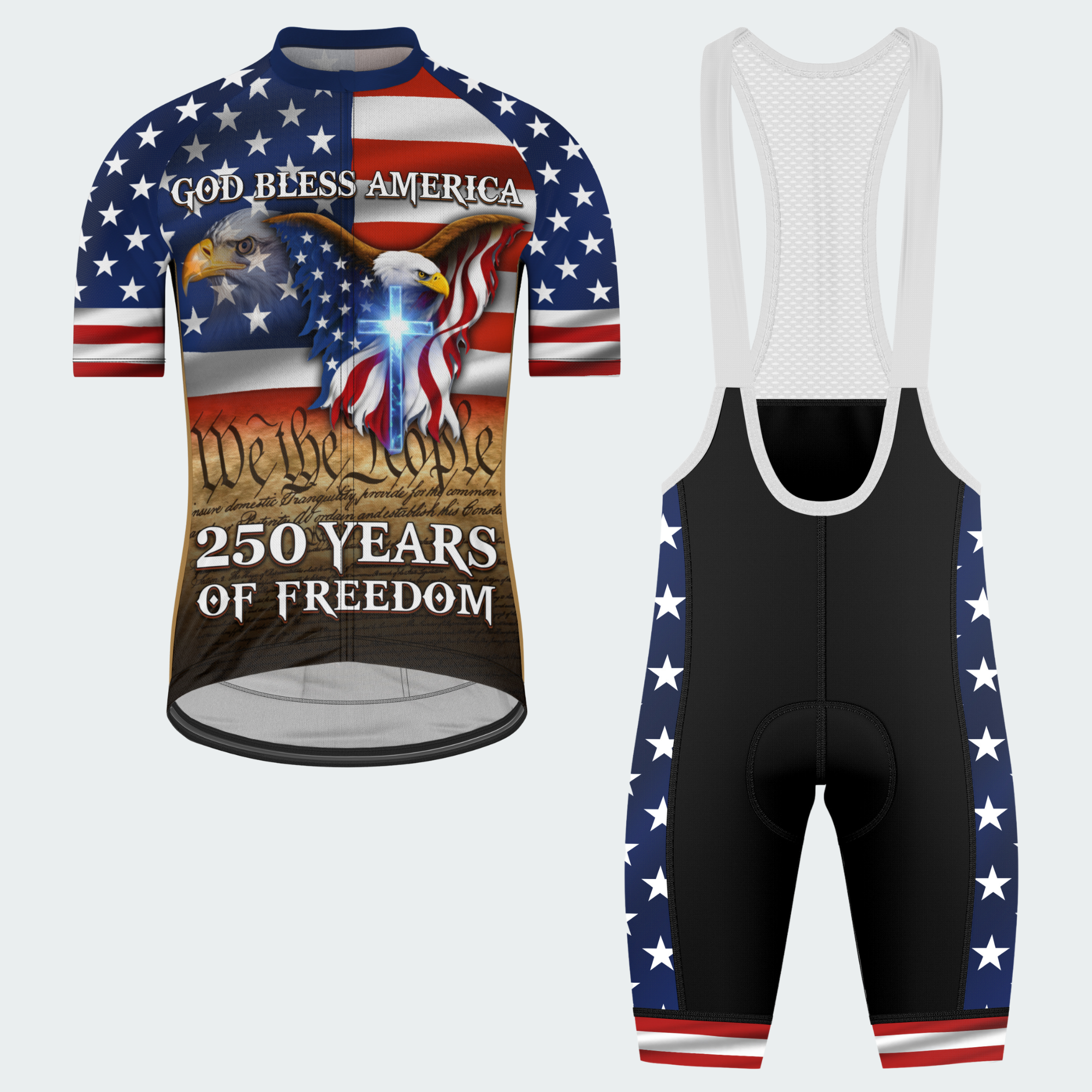 Men’s God Bless America 250 Years of Freedom Cycling Jersey & Kit