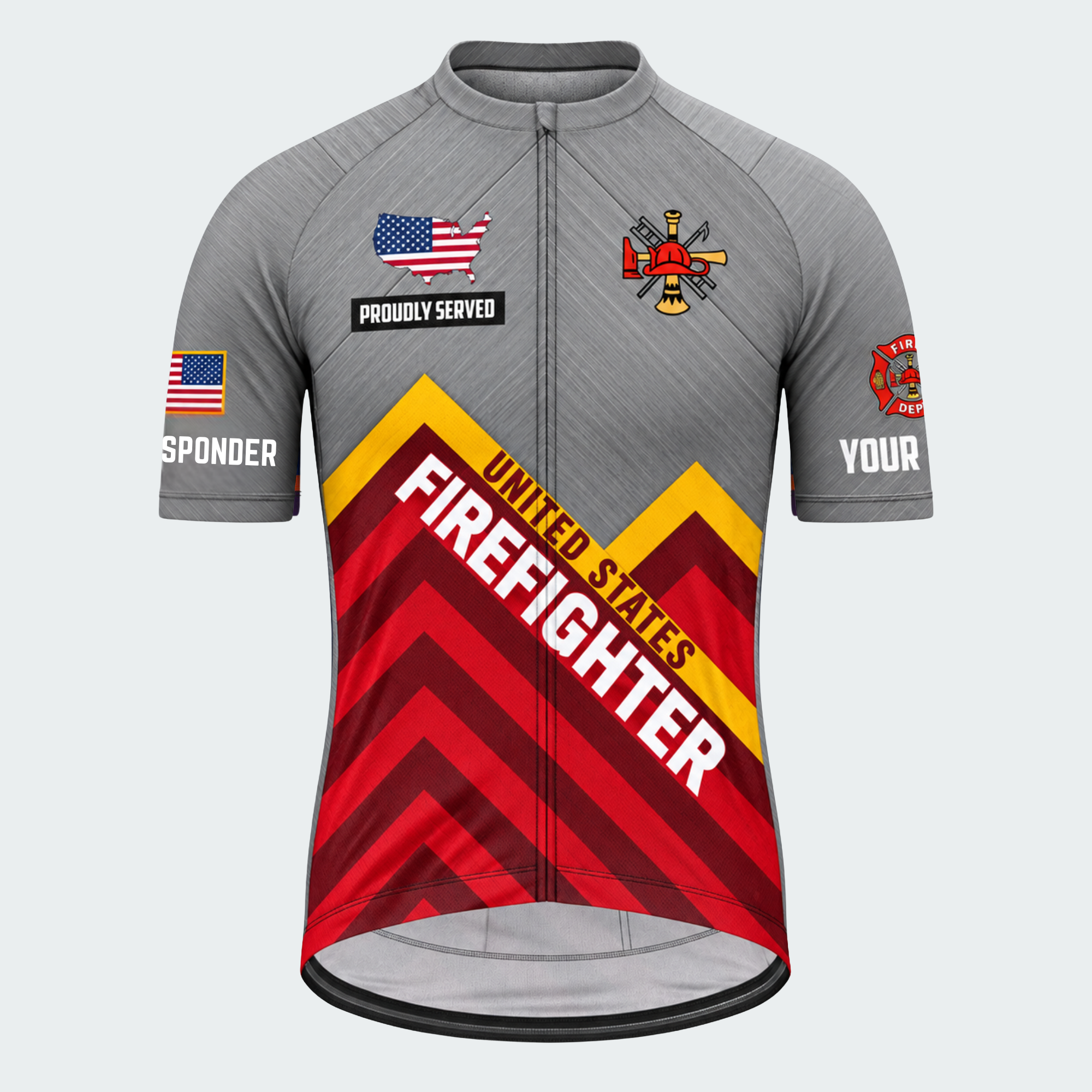 Men Personalized United States Firefighter Emblem Cycling Jersey & Kit — short sleeve jersey — image 02